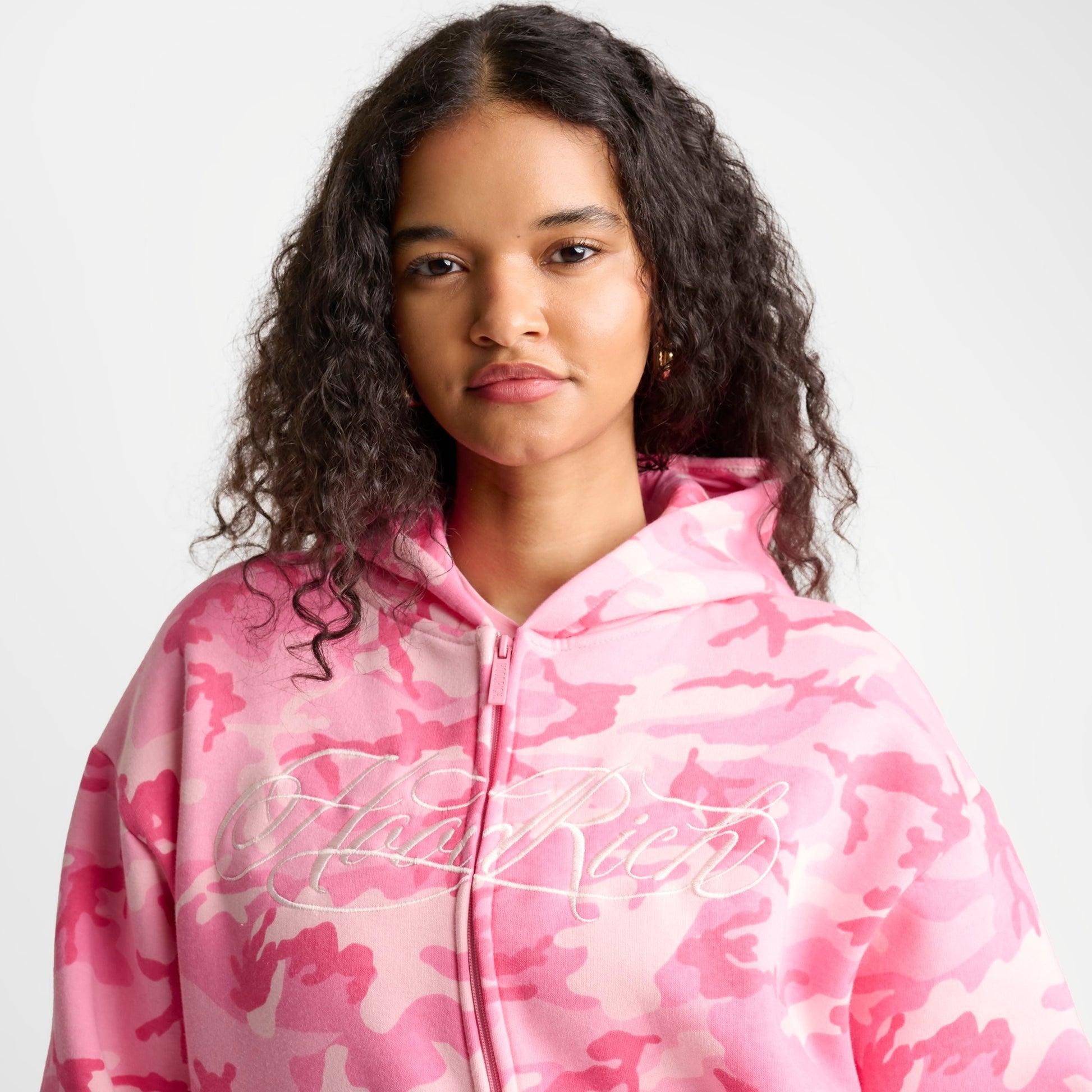 Women's Hoodrich Script Logo Camo Full-Zip Hoodie - Pink Camo