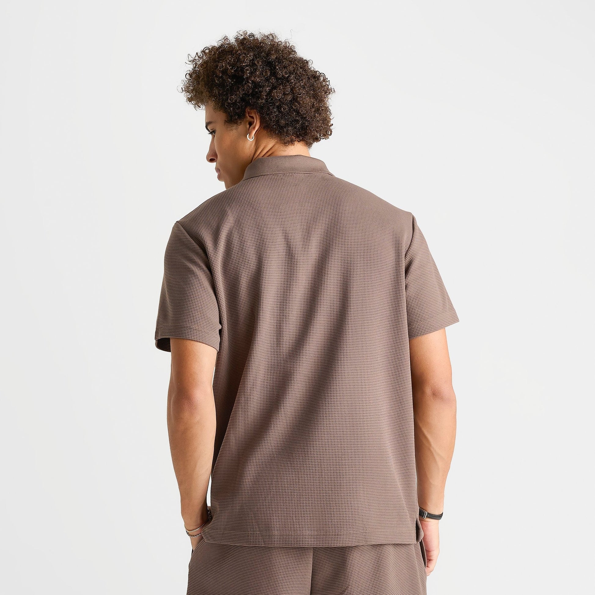 Men's adidas Originals Trefoil Essentials Waffle Polo Shirt - Earth Strata