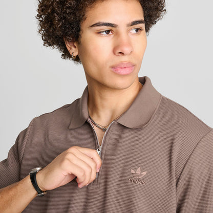 Men's adidas Originals Trefoil Essentials Waffle Polo Shirt - Earth Strata