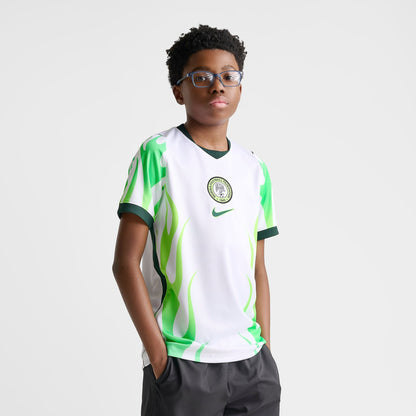 Big Kids' Nike Nigeria 26 Stadium Away Dri-FIT Replica Soccer Jersey - White/Green Glow/Black