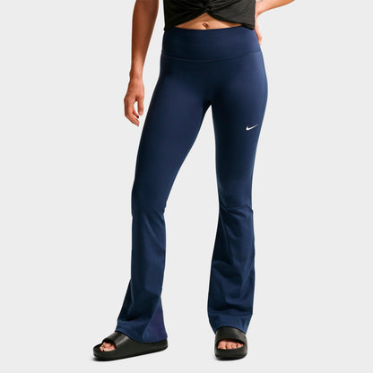 Women's Nike One High-Waisted Flared Leggings - Midnight Navy/White