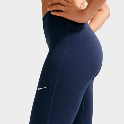 Women's Nike One High-Waisted Flared Leggings - Midnight Navy/White