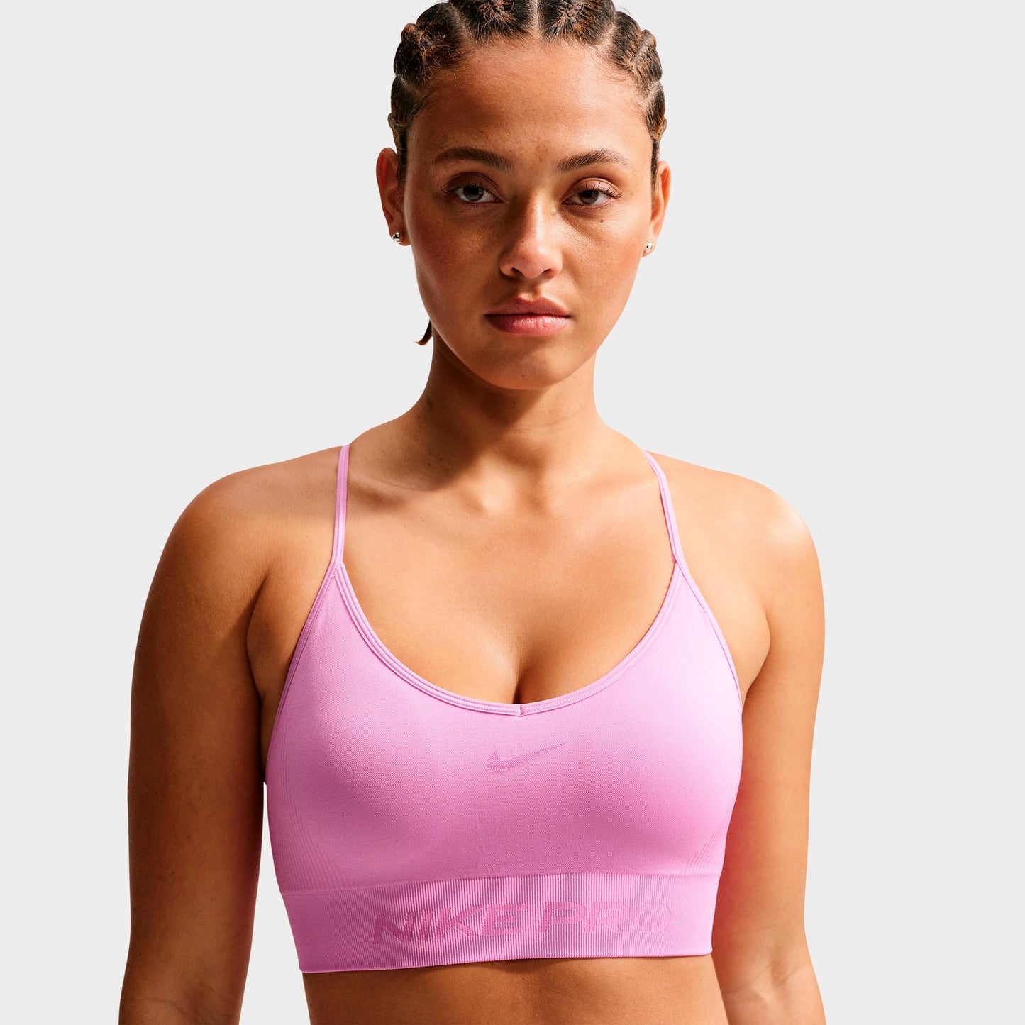 Women's Nike Pro Seamless Light-Support Padded Sports Bra - Light Magenta