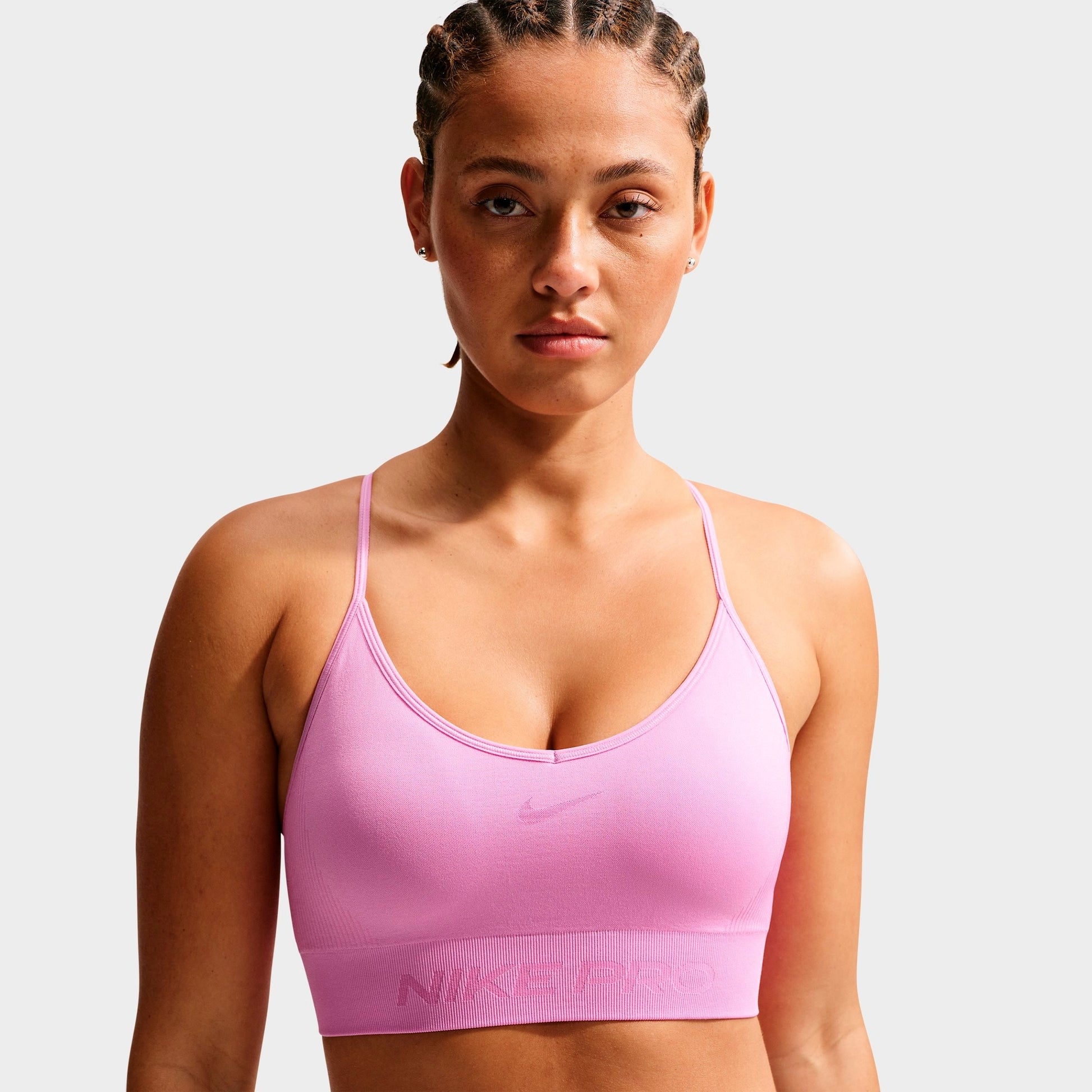 Women's Nike Pro Seamless Light-Support Padded Sports Bra - Light Magenta