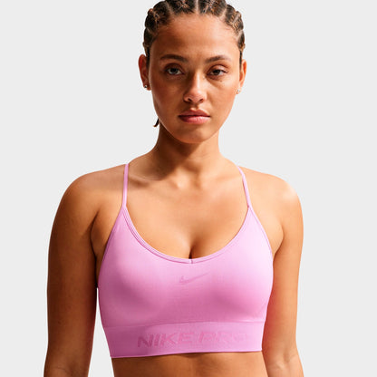 Women's Nike Pro Seamless Light-Support Padded Sports Bra - Light Magenta