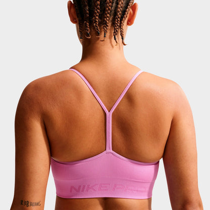 Women's Nike Pro Seamless Light-Support Padded Sports Bra - Light Magenta