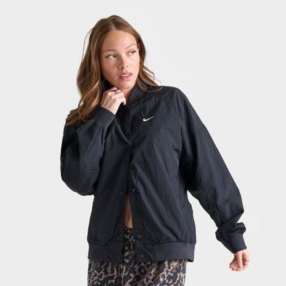 Women's Nike Sportswear Oversized Varsity Jacket - Black/Black/Black/White