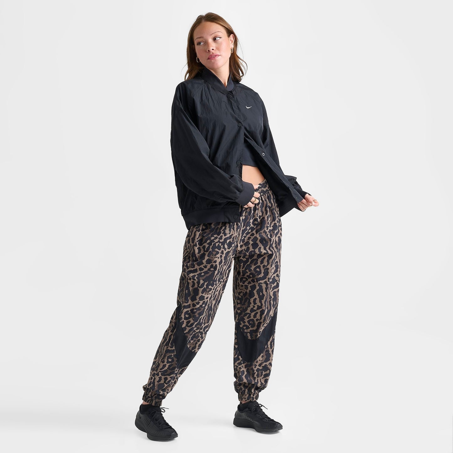 Women's Nike Sportswear Oversized Varsity Jacket - Black/Black/Black/White