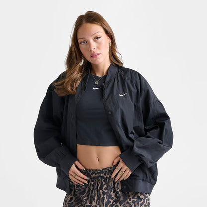 Women's Nike Sportswear Oversized Varsity Jacket - Black/Black/Black/White