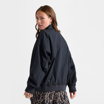 Women's Nike Sportswear Oversized Varsity Jacket - Black/Black/Black/White