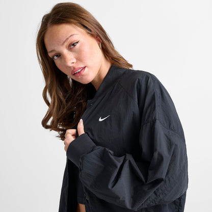 Women's Nike Sportswear Oversized Varsity Jacket - Black/Black/Black/White