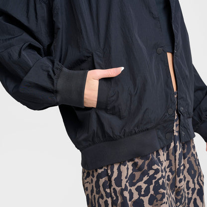 Women's Nike Sportswear Oversized Varsity Jacket - Black/Black/Black/White