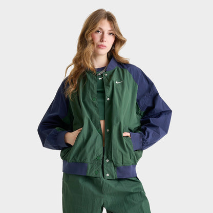 Women's Nike Sportswear Oversized Varsity Jacket - Fir/Midnight Navy/Chalk