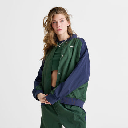 Women's Nike Sportswear Oversized Varsity Jacket - Fir/Midnight Navy/Chalk