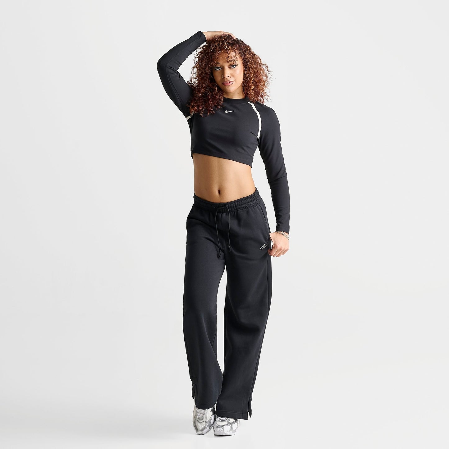Women's Nike Sportswear Tight Long-Sleeve Crop Top - Black/Chalk