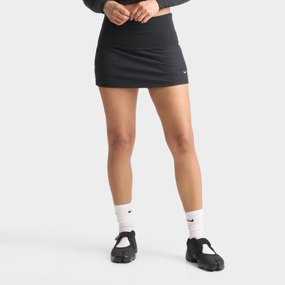 Women's Nike Sportswear Chill Knit Mid-Rise Tight Ribbed Skort - Black/Sail