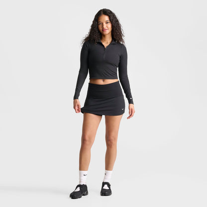 Women's Nike Sportswear Chill Knit Mid-Rise Tight Ribbed Skort - Black/Sail