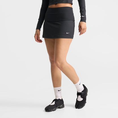 Women's Nike Sportswear Chill Knit Mid-Rise Tight Ribbed Skort - Black/Sail