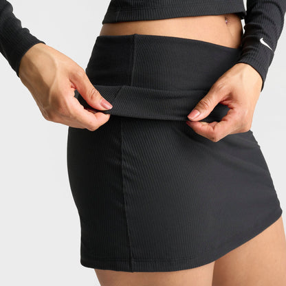 Women's Nike Sportswear Chill Knit Mid-Rise Tight Ribbed Skort - Black/Sail