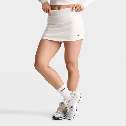 Women's Nike Sportswear Chill Knit Mid-Rise Tight Ribbed Skort - Sail/Black