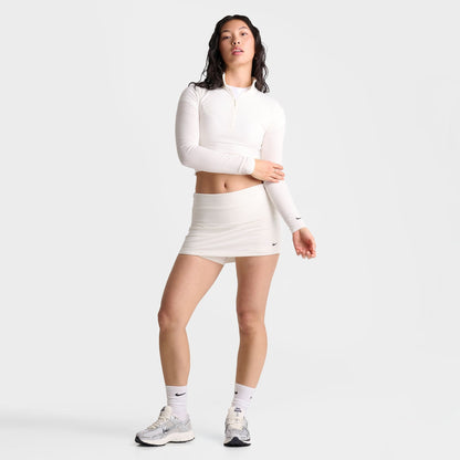 Women's Nike Sportswear Chill Knit Mid-Rise Tight Ribbed Skort - Sail/Black