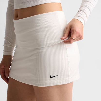Women's Nike Sportswear Chill Knit Mid-Rise Tight Ribbed Skort - Sail/Black