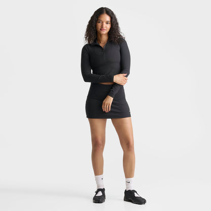 Women's Nike Sportswear Chill Knit Quarter-Zip Long-Sleeve Ribbed Top - Black/Sail