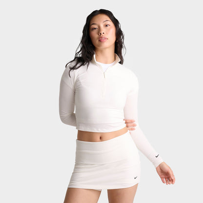 Women's Nike Sportswear Chill Knit Quarter-Zip Long-Sleeve Ribbed Top - Sail/Black