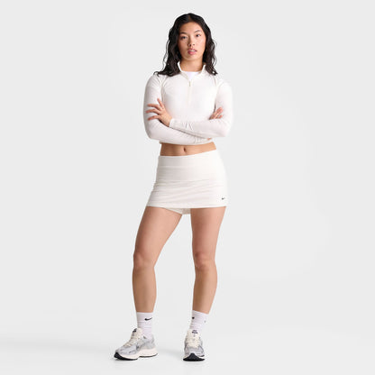 Women's Nike Sportswear Chill Knit Quarter-Zip Long-Sleeve Ribbed Top - Sail/Black