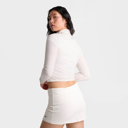 Women's Nike Sportswear Chill Knit Quarter-Zip Long-Sleeve Ribbed Top - Sail/Black