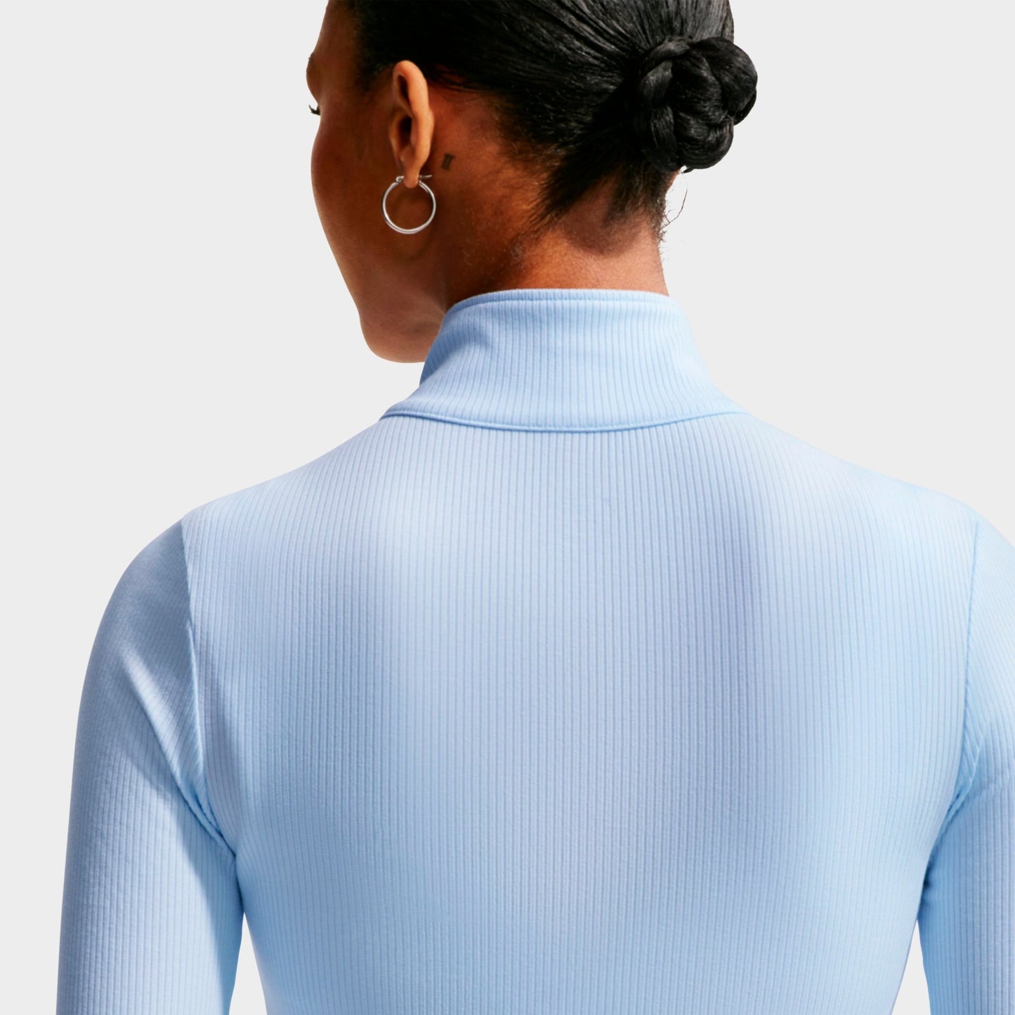 Women's Nike Sportswear Chill Knit Quarter-Zip Long-Sleeve Ribbed Top - Hydrogen Blue/Sail