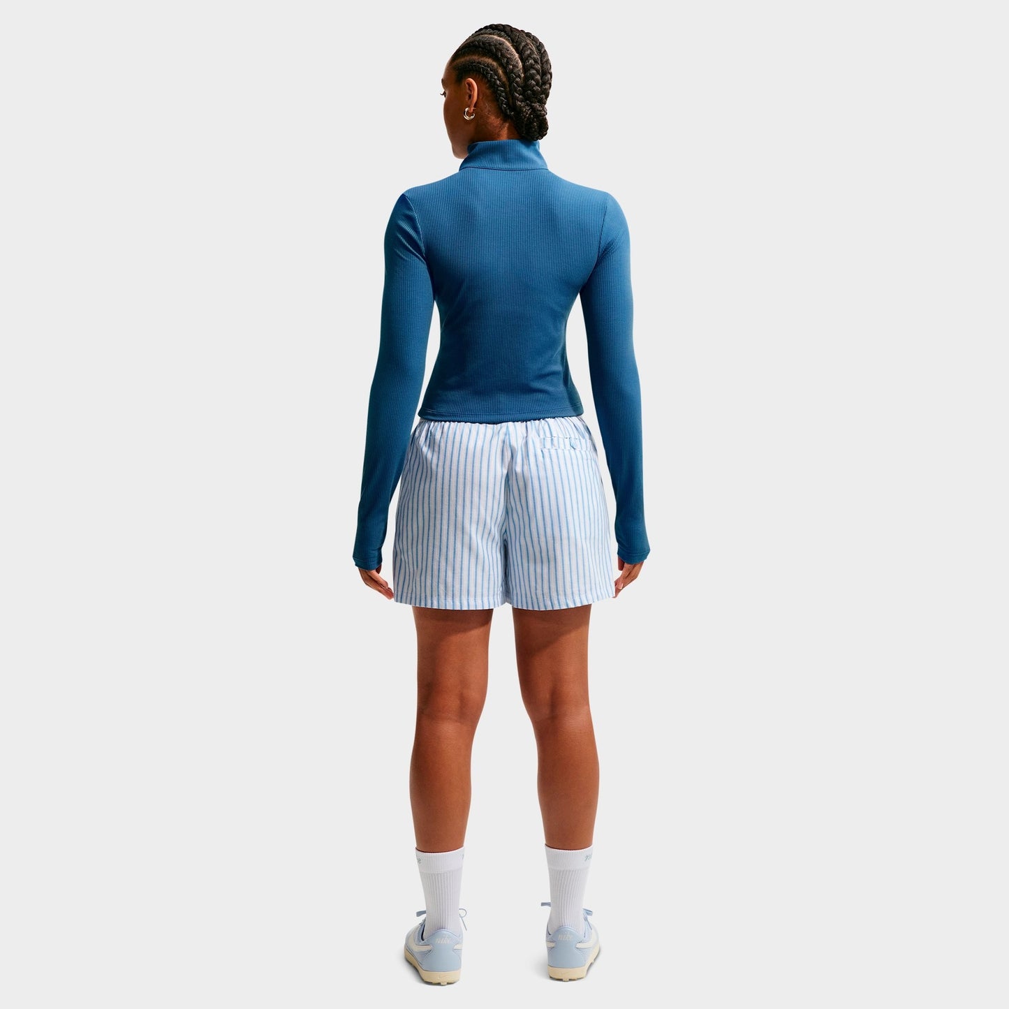 Women's Nike Sportswear Chill Knit Quarter-Zip Long-Sleeve Ribbed Top - Mystic Navy/Sail