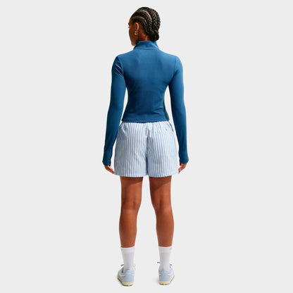 Women's Nike Sportswear Chill Knit Quarter-Zip Long-Sleeve Ribbed Top - Mystic Navy/Sail