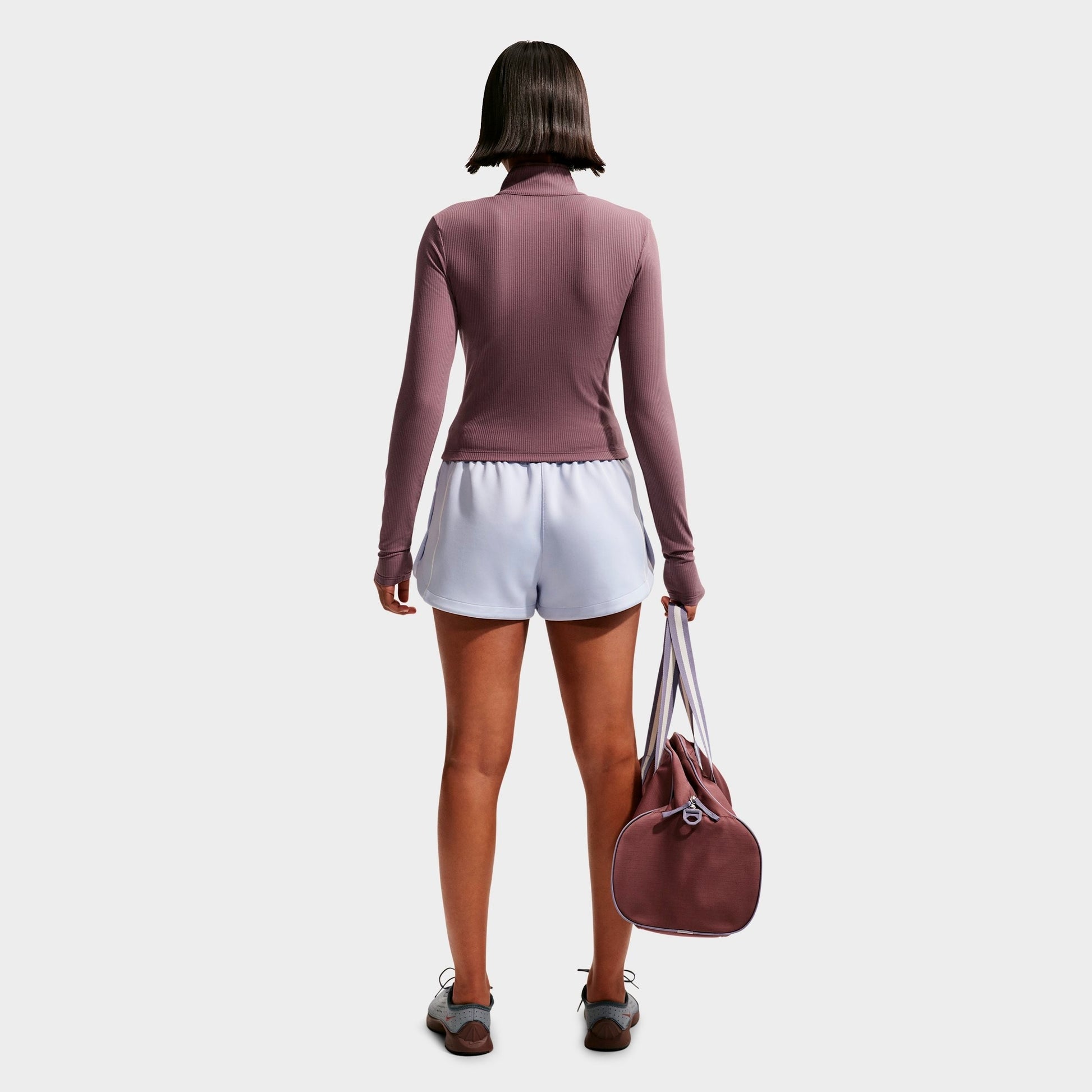 Women's Nike Sportswear Chill Knit Quarter-Zip Long-Sleeve Ribbed Top - Tattoo/Sail