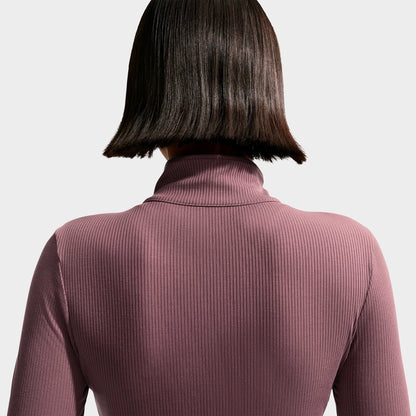Women's Nike Sportswear Chill Knit Quarter-Zip Long-Sleeve Ribbed Top - Tattoo/Sail