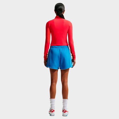 Women's Nike Sportswear Chill Knit Quarter-Zip Long-Sleeve Ribbed Top - Light Crimson/Sail