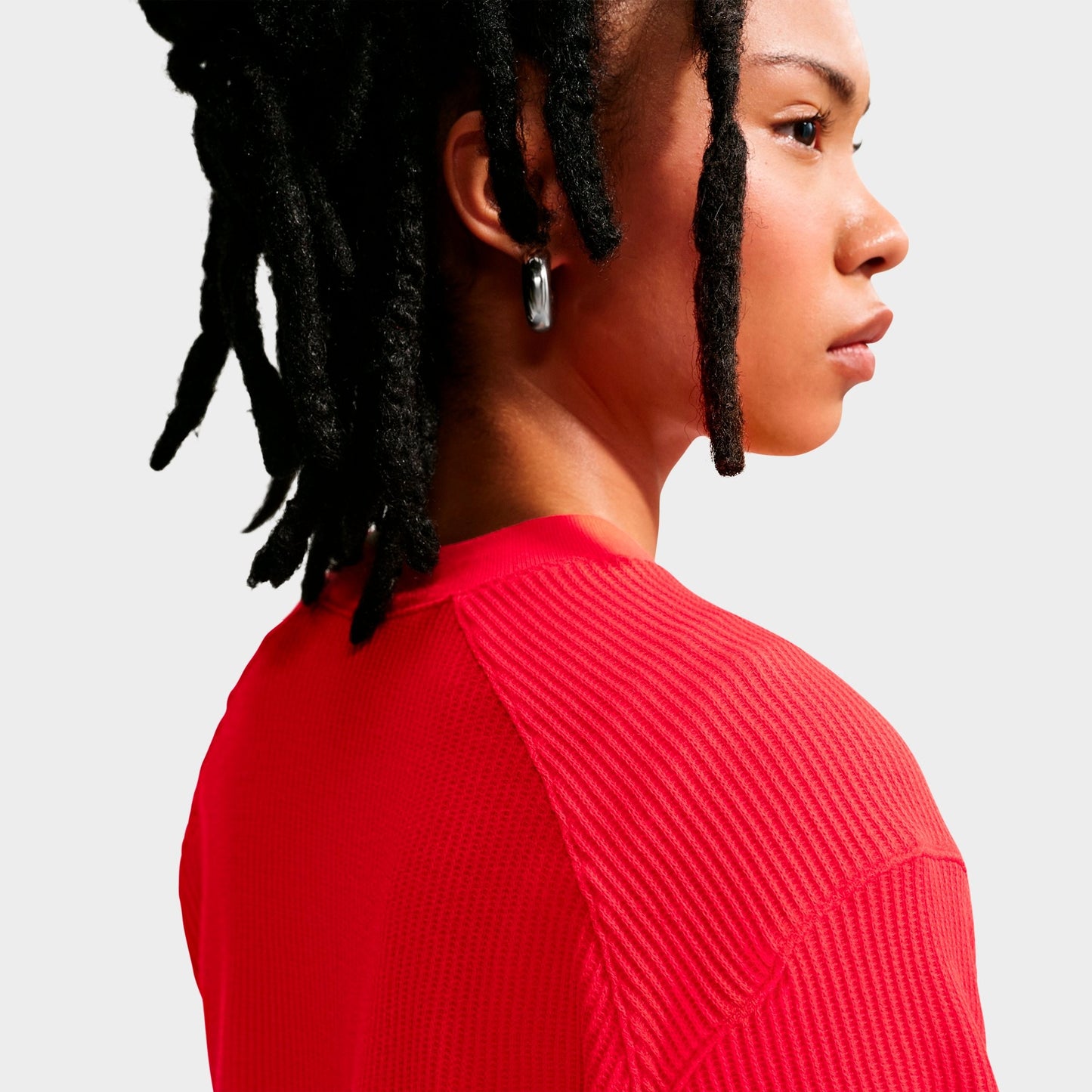 Women's Nike Sportswear Chill Waffle Oversized Long-Sleeve Henley Top - Light Crimson/Sail