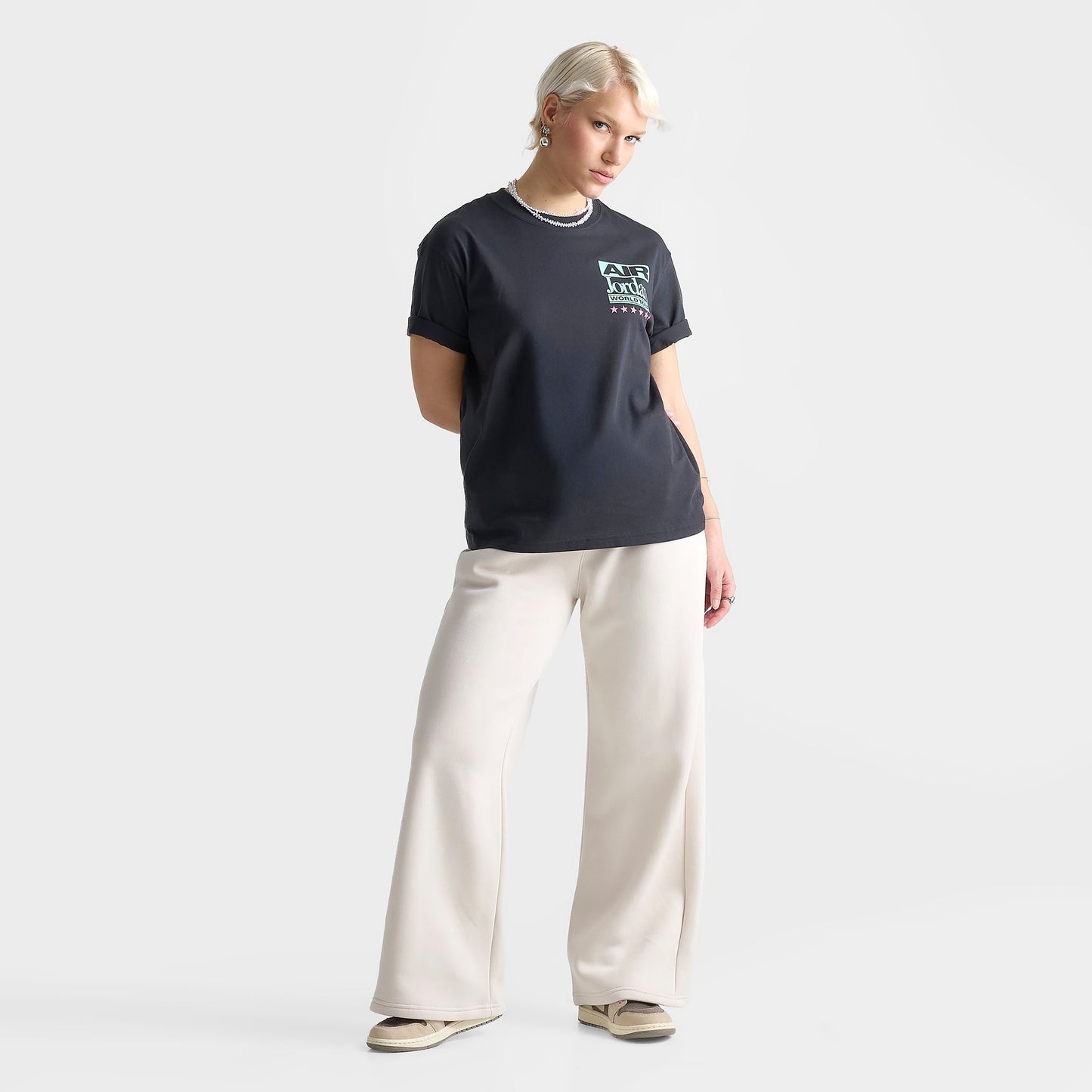 Women's Air Jordan World Tour Girlfriend T-Shirt - Off Noir