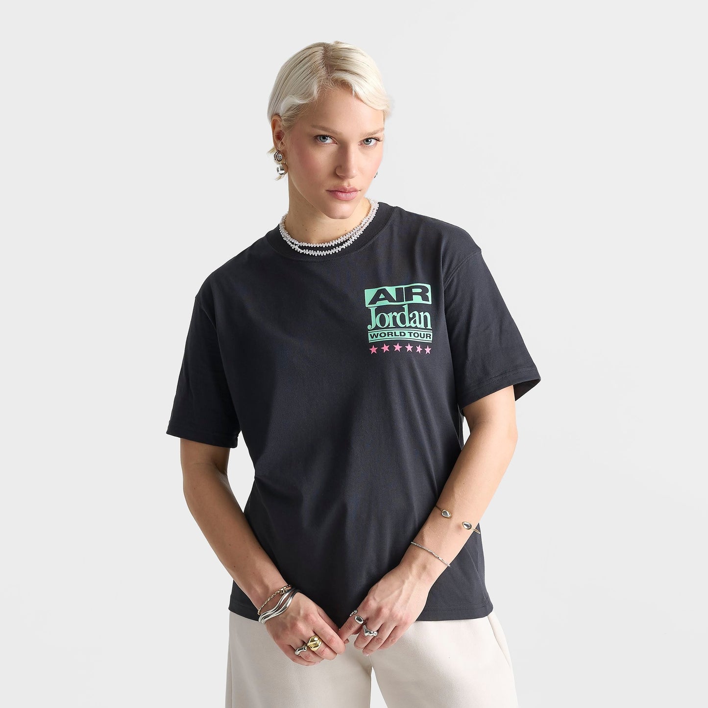 Women's Air Jordan World Tour Girlfriend T-Shirt - Off Noir