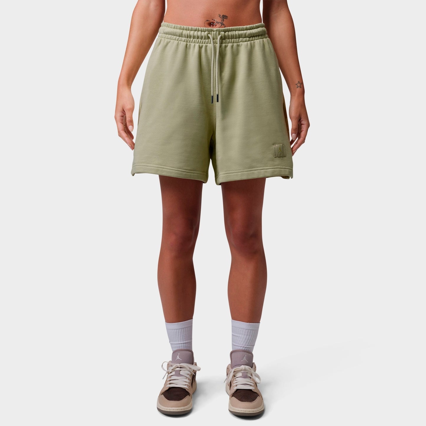 Women's Jordan Flight Fleece Shorts - Olive Aura/Lawn