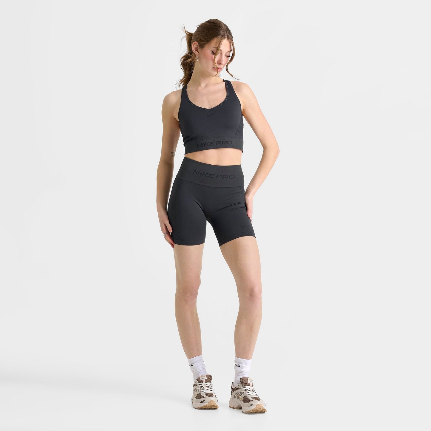 Women's Nike Pro Seamless Dri-FIT High-Waisted 5" Biker Shorts - Dark Smoke Grey