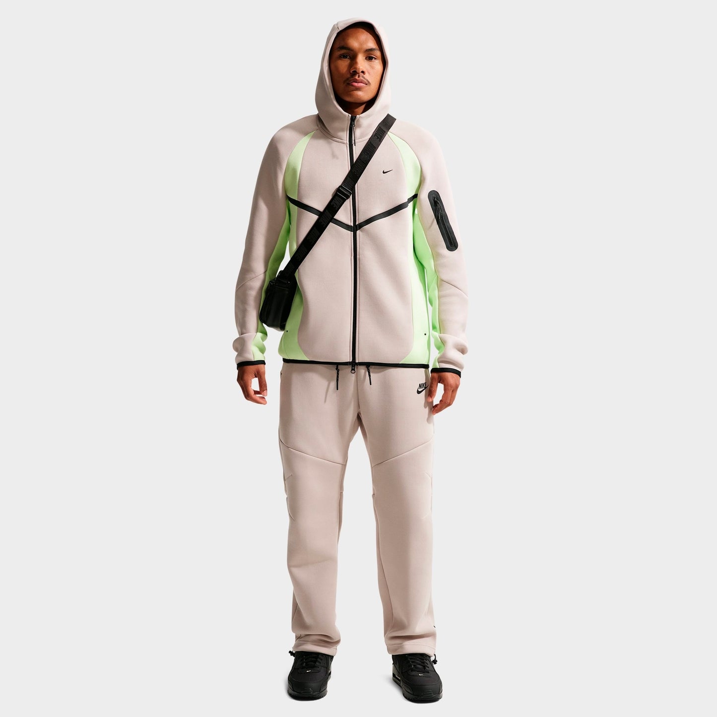Men's Nike Tech Fleece Pro Windrunner Full-Zip Jacket - Cream II/Light Liquid Lime/Black