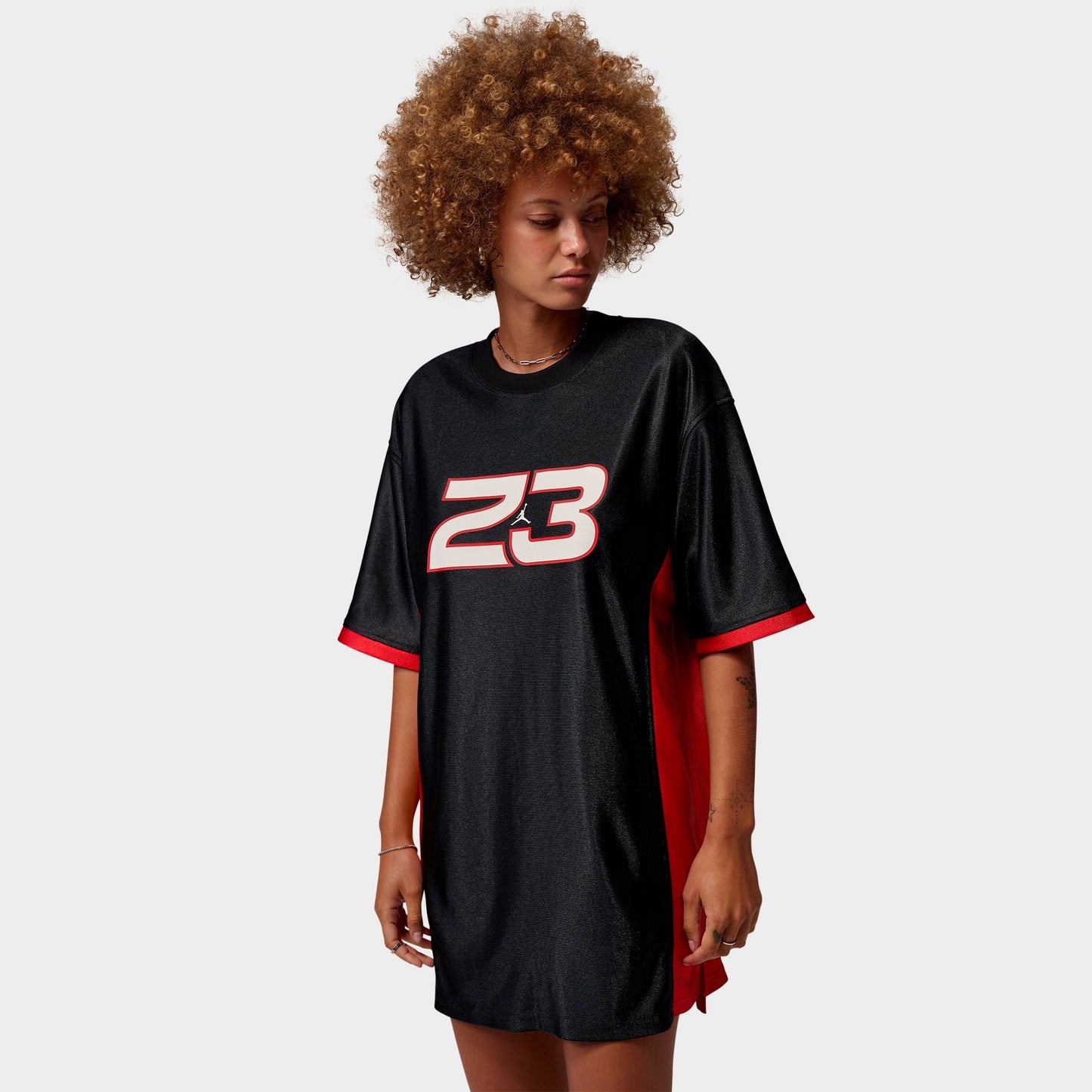 Women's Jordan Brooklyn Jersey Dress - Black/Gym Red/White