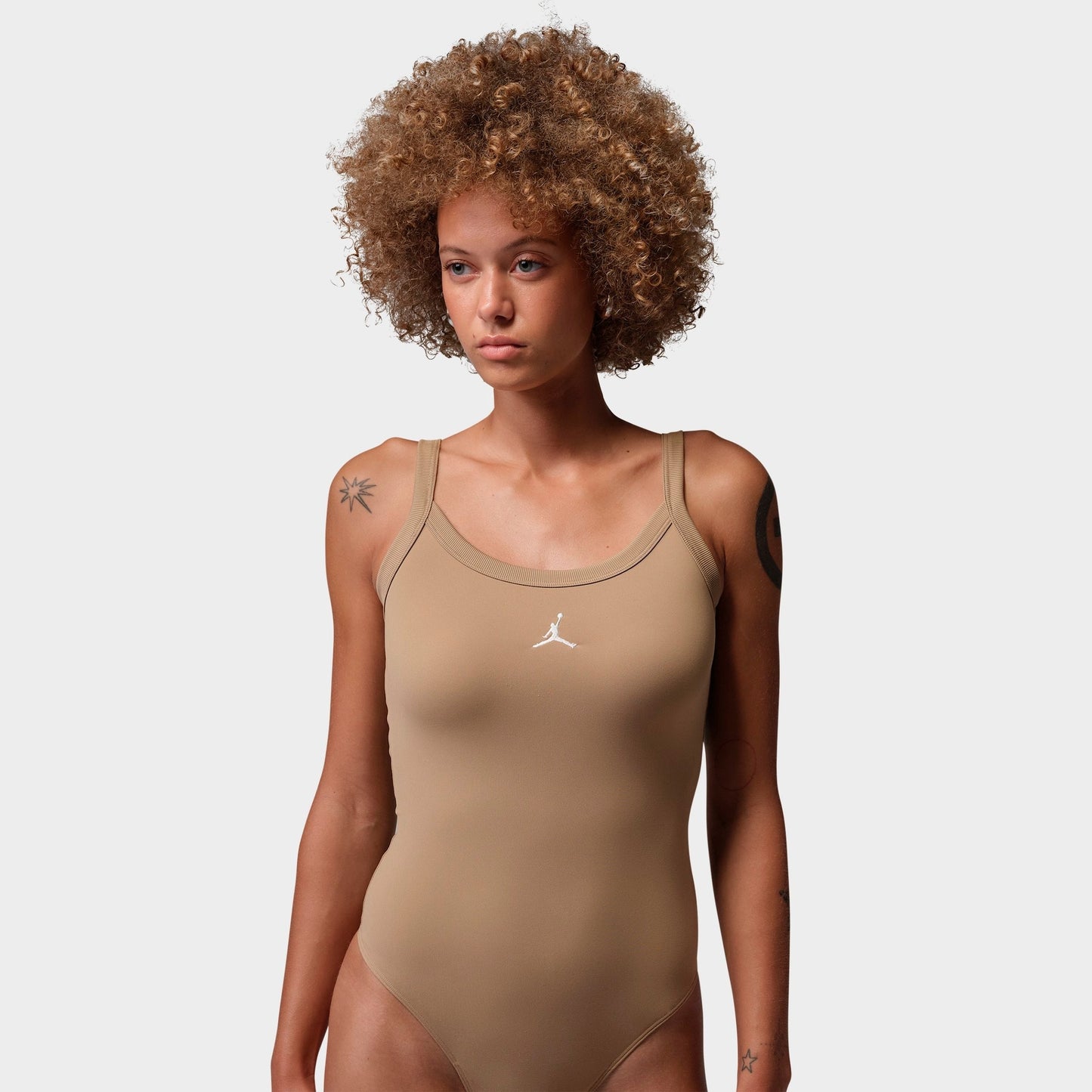 Women's Jordan Brooklyn Essentials Tank Bodysuit - Khaki/White