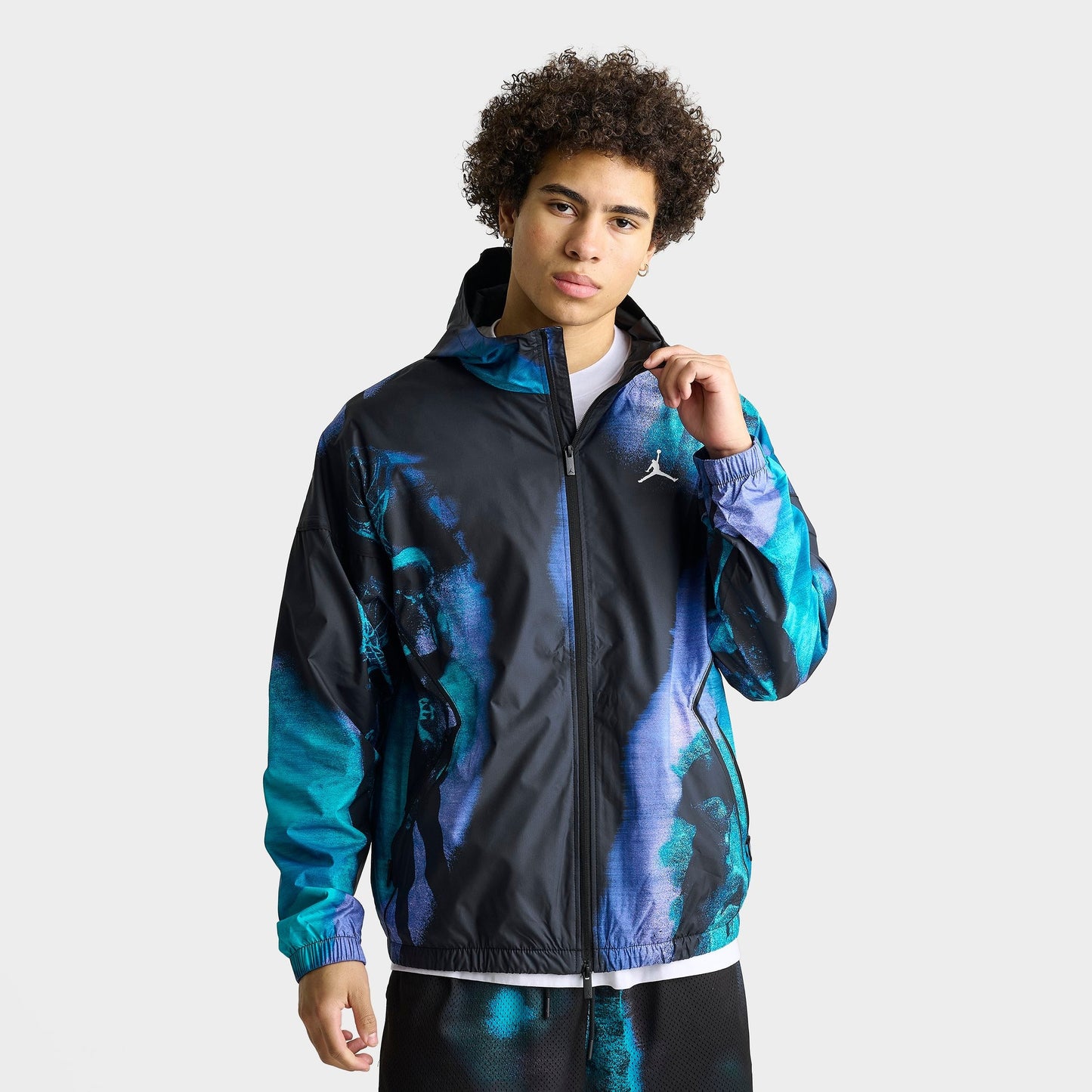 Men's Jordan Brooklyn Dream Dunk Draft Jacket - Black/Aqua