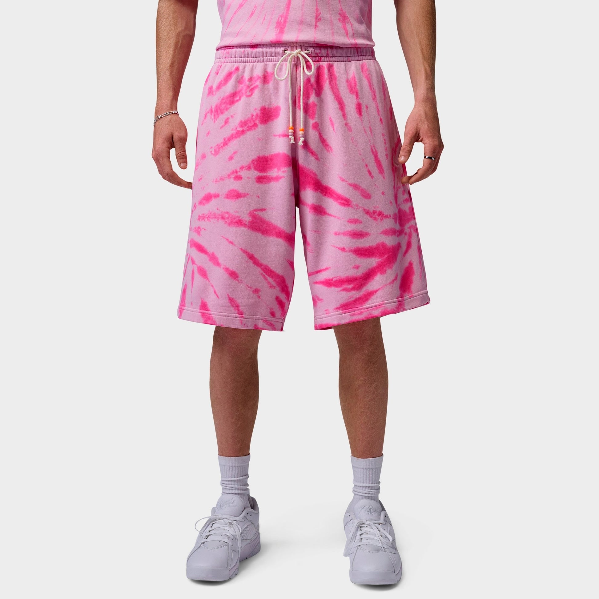 Men's Jordan Brooklyn Tie-Dye Festival Fleece Shorts - Iced Carmine/Pinksicle/Pale Ivory