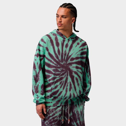 Men's Jordan Brooklyn Fleece Tie-Dye Festival Pullover Hoodie - Green Glow/Burgundy Ash/Pale Ivory