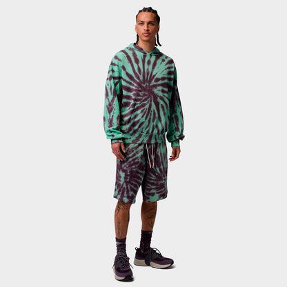 Men's Jordan Brooklyn Fleece Tie-Dye Festival Pullover Hoodie - Green Glow/Burgundy Ash/Pale Ivory