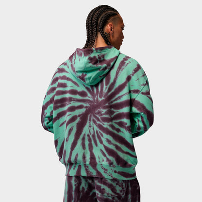 Men's Jordan Brooklyn Fleece Tie-Dye Festival Pullover Hoodie - Green Glow/Burgundy Ash/Pale Ivory