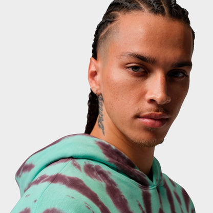 Men's Jordan Brooklyn Fleece Tie-Dye Festival Pullover Hoodie - Green Glow/Burgundy Ash/Pale Ivory